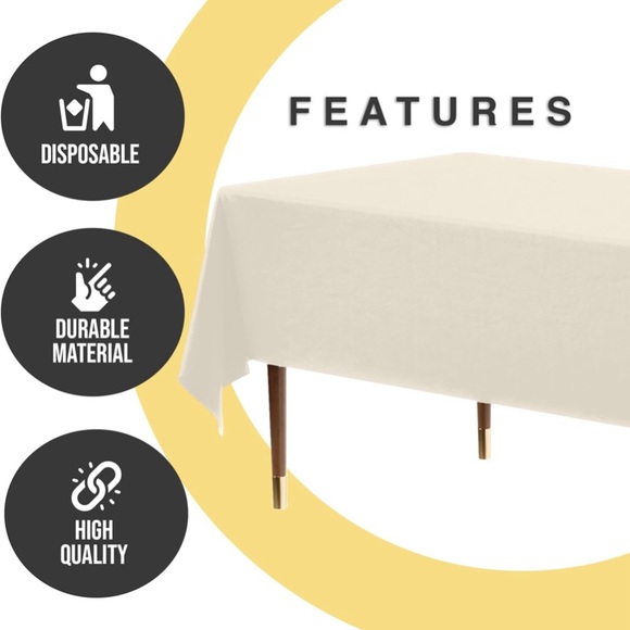 Plastic Table Cover for Dining - Ivory Color - Picture 3 of 5